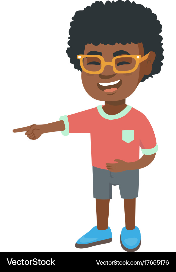 African boy bullying someone and pointing finger vector image