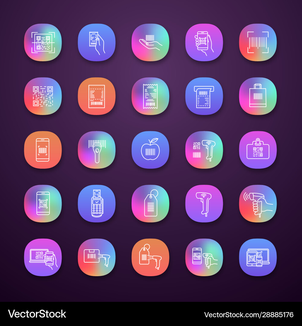 Barcodes app icons set Barcodes app icons set vector image