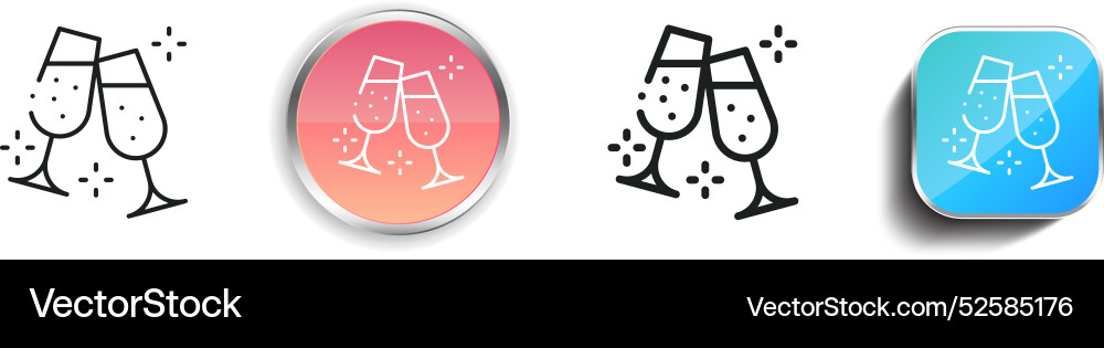 Champagne icon thin linear regular and button vector image