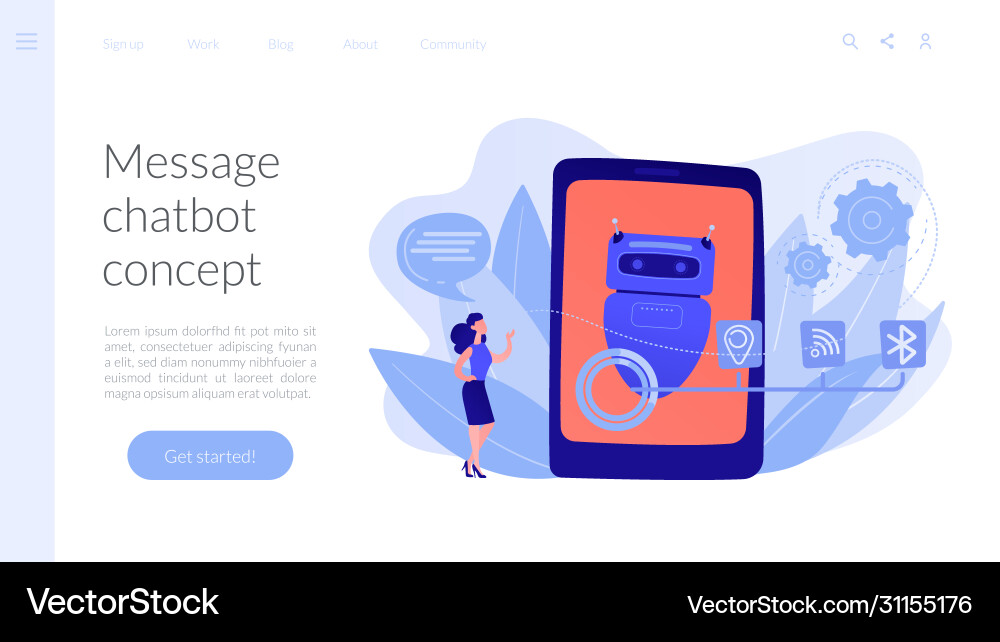 Chatbot virtual assistant via messagingconcept Chatbot virtual assistant via messagingconcept Vector Image
