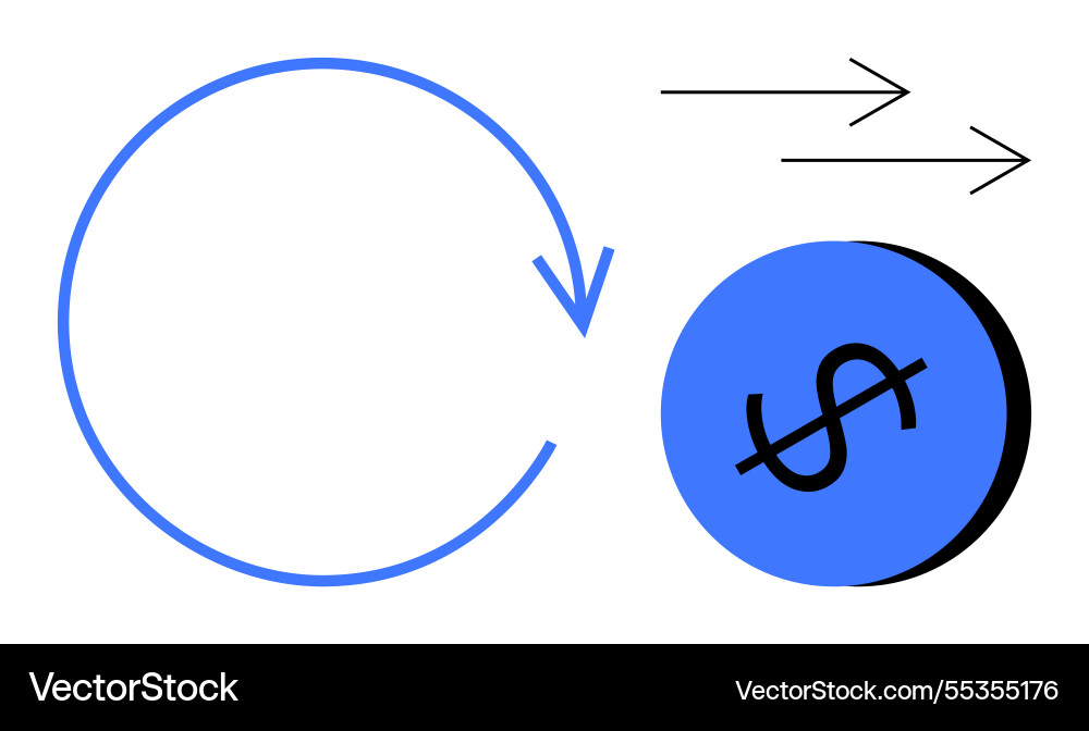 Circular arrow representing continuous flow Circular arrow representing continuous flow Vector Image