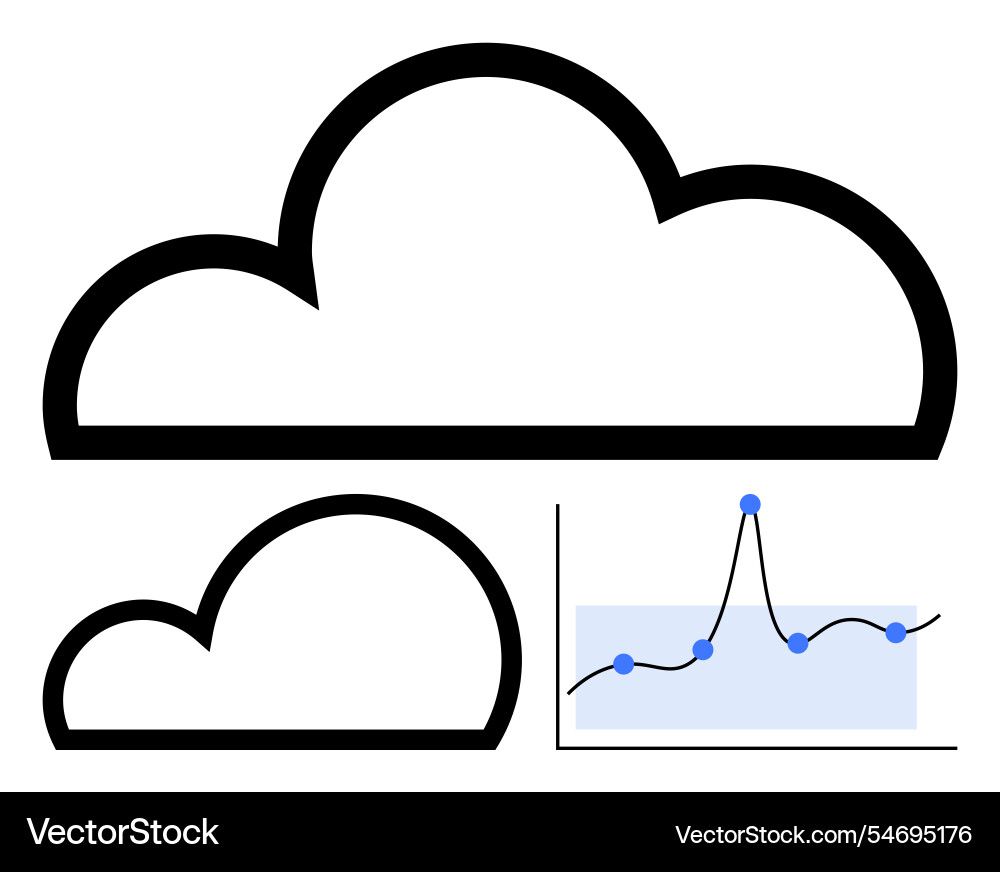 Cloud computing concept with data analysis graph Vector Image