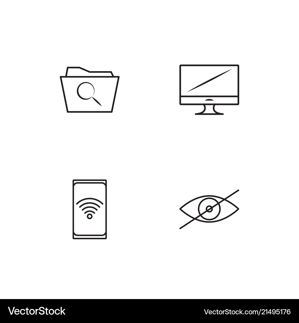 Cyber security linear icons set simple outline vector image