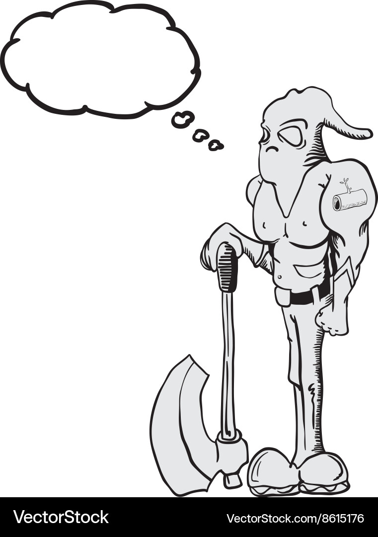 Executioner with thought bubble Vector Image