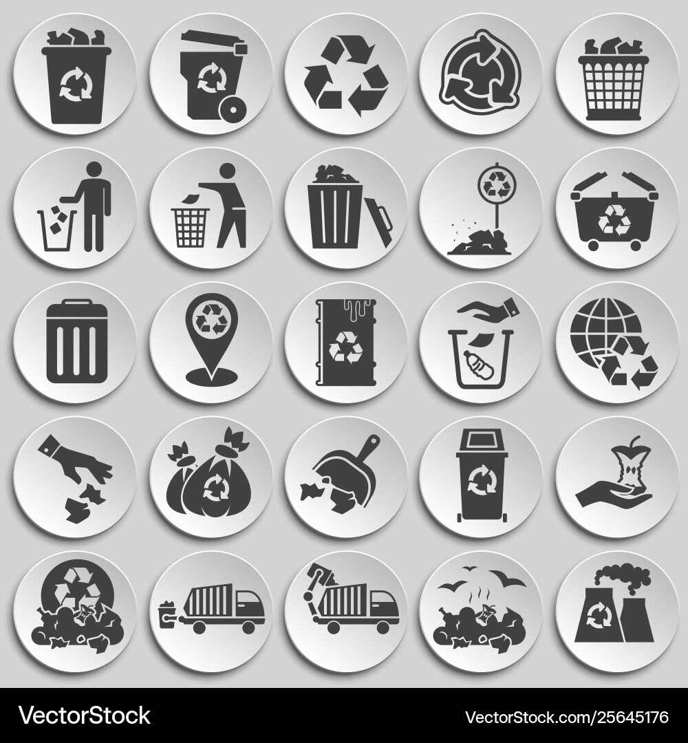 Garbage related icons set on background Garbage related icons set on background Vector Image