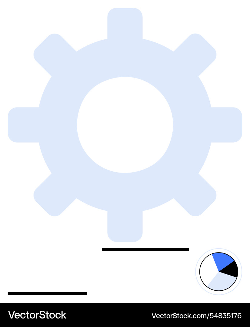 Gear with pie chart element symbolizing process Gear with pie chart element symbolizing process vector image