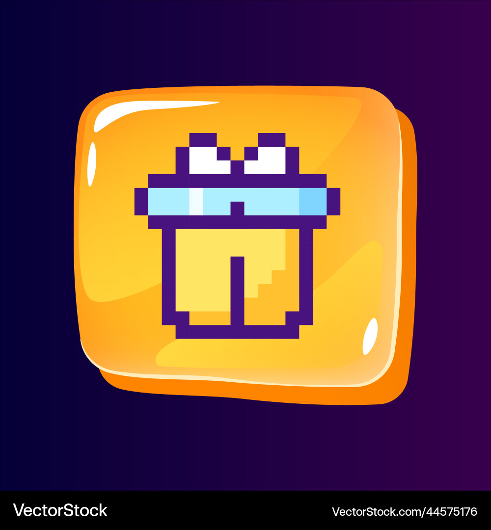 Gift box glossy ui button with pixelated color Gift box glossy ui button with pixelated color vector image