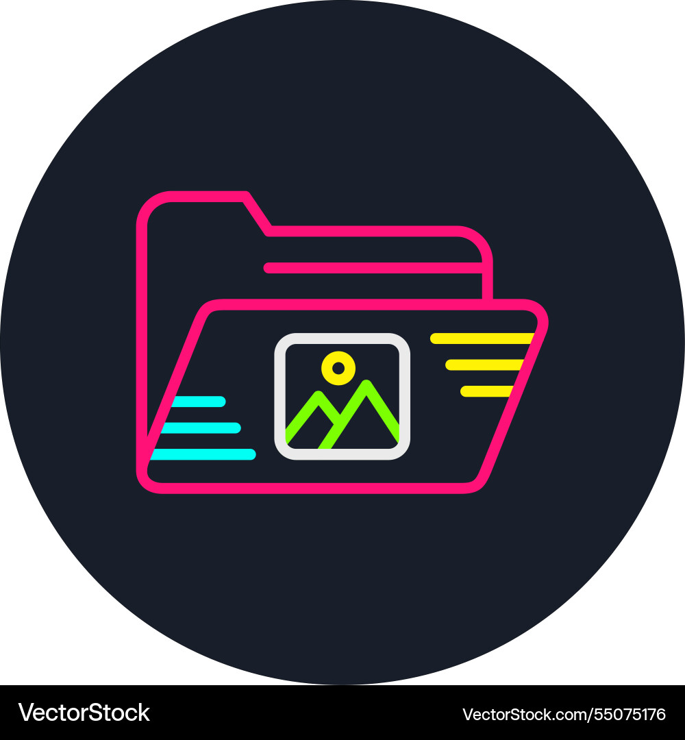 Image folder line multi color icon Vector Image
