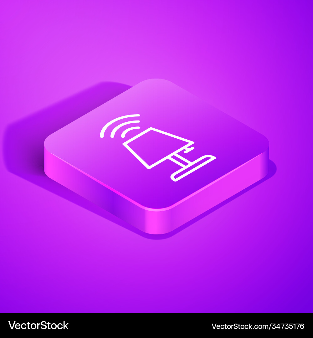 Isometric line smart table lamp system icon Vector Image