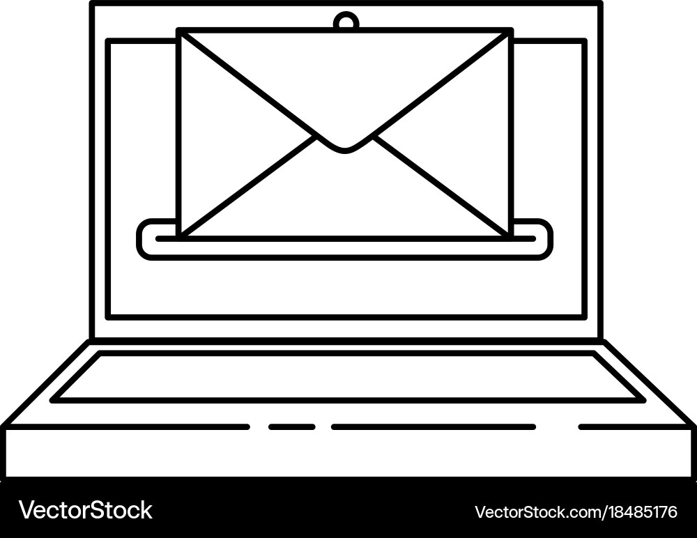 Laptop computer with envelope Vector Image