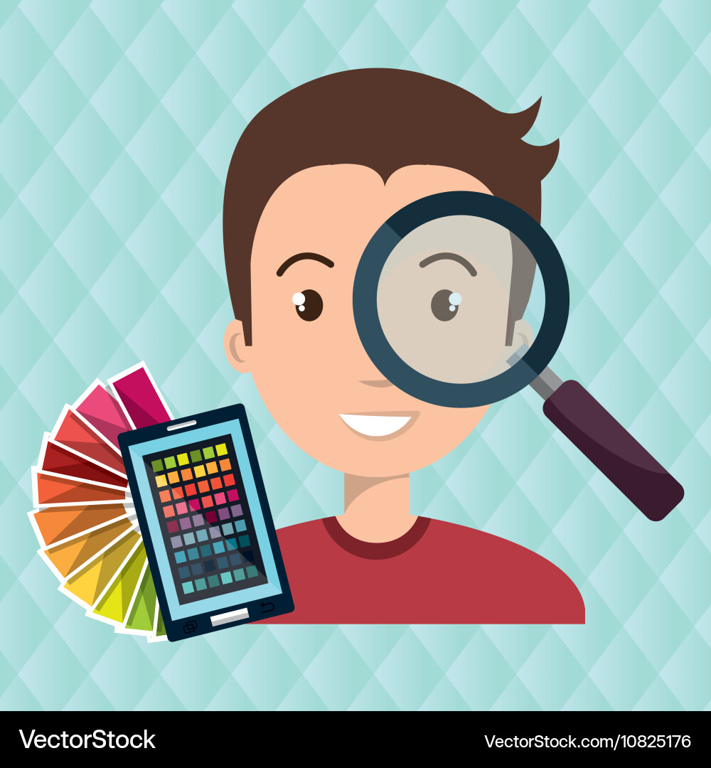Man smartphone color chart idea vector image
