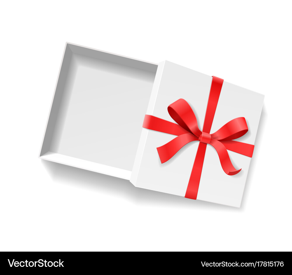 Offene Geschenkbox mit rotem Bogen Vektorbild