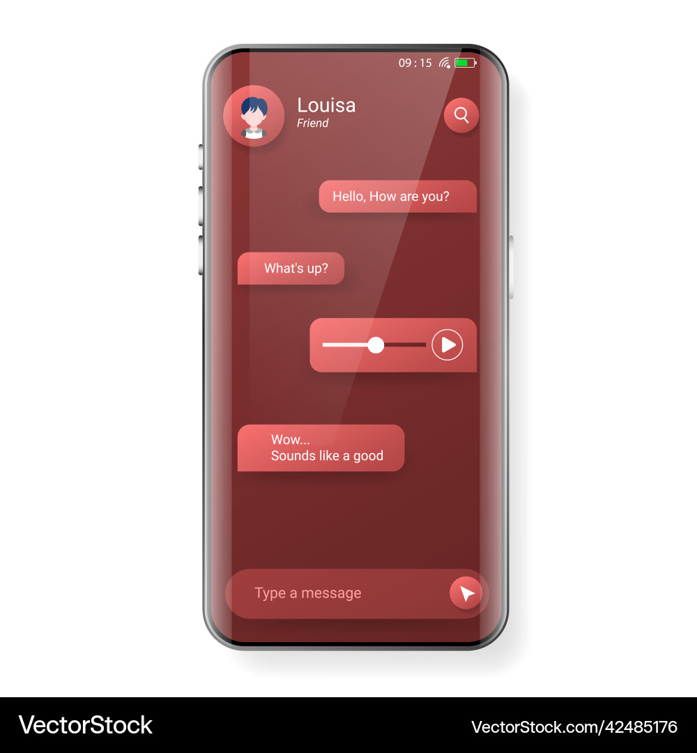 Red user interface smartphone reply message Vektorbild