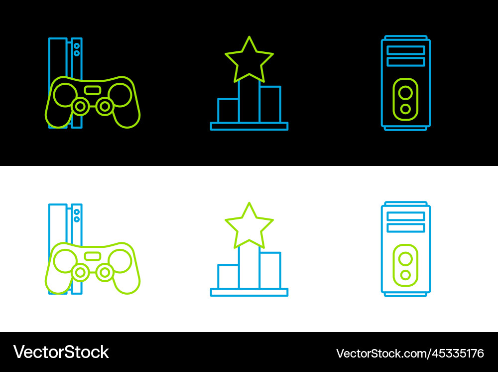 Set line computer game console with joystick Set line computer game console with joystick vector image