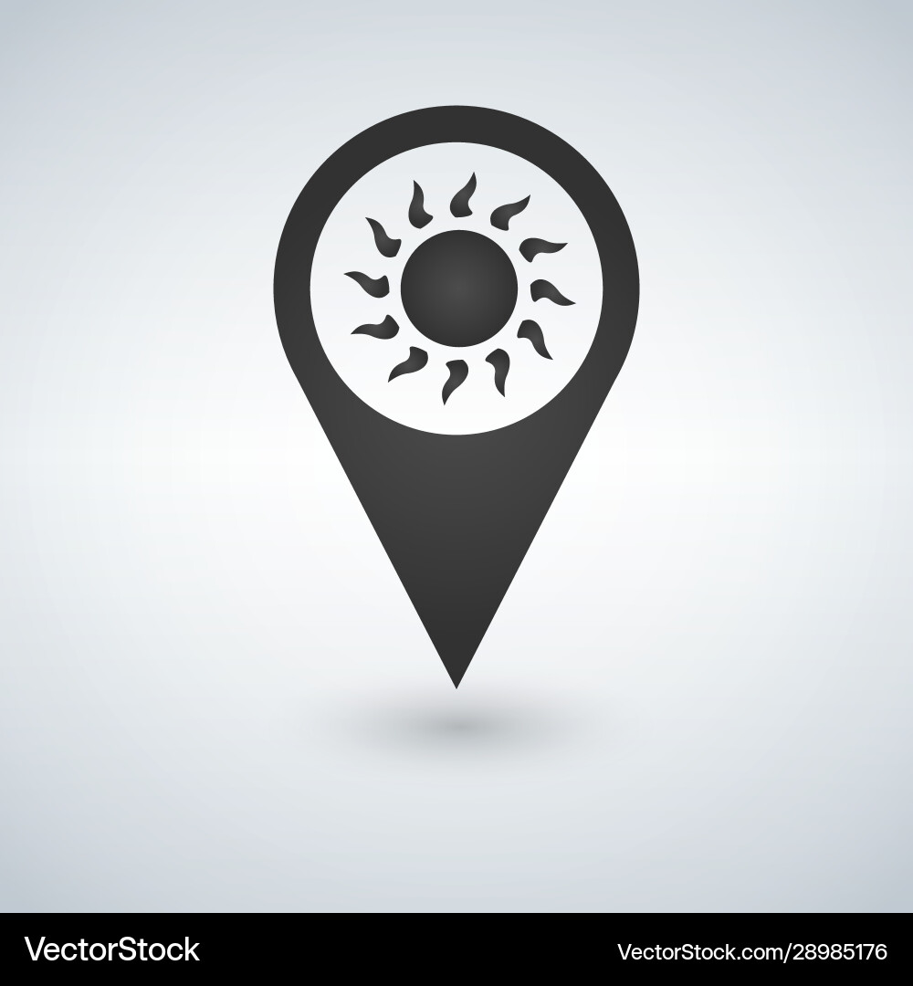 Sun flat pin map icon pointer weather Vector Image