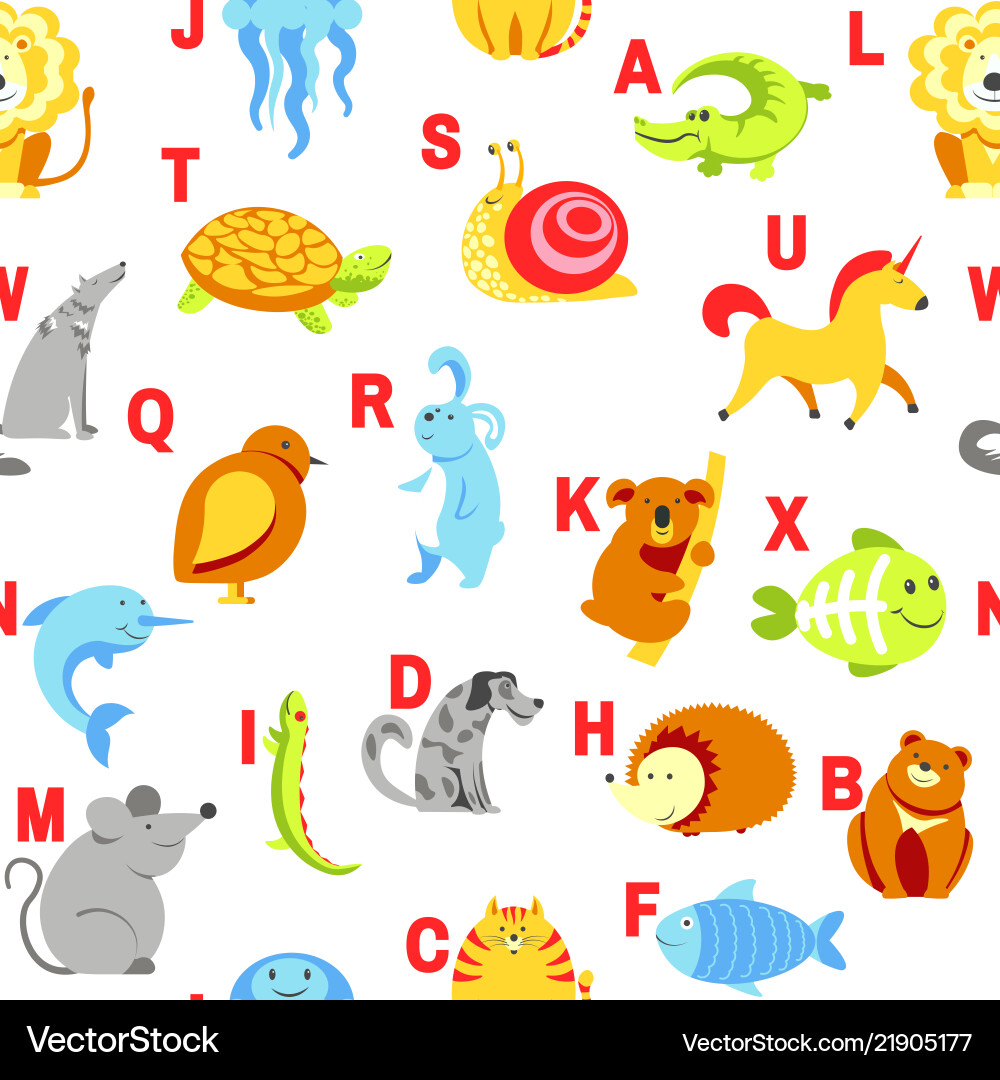 Alphabet animals and letters study for children Alphabet animals and letters study for children vector image