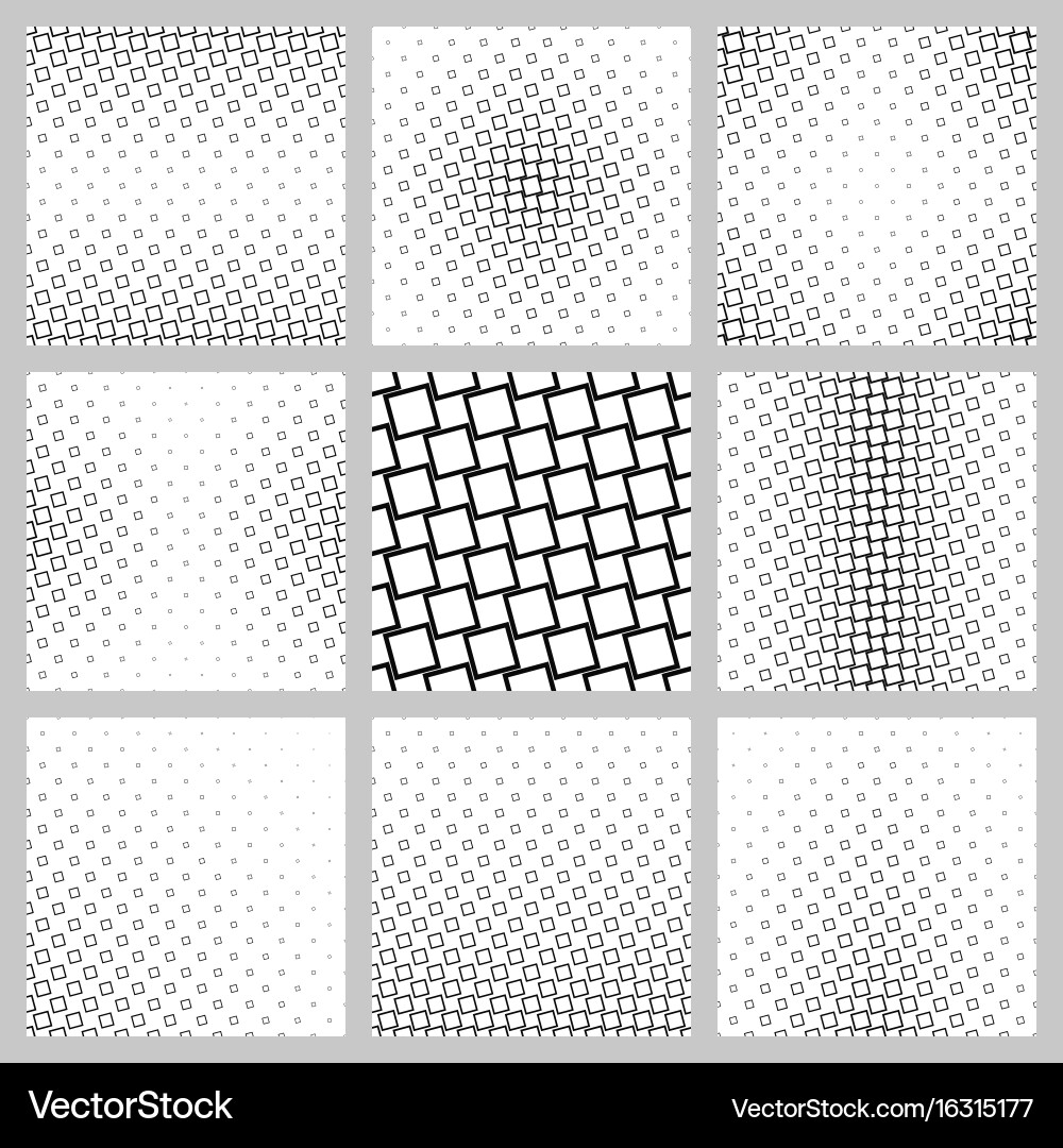 Black and white angular square pattern set vector image