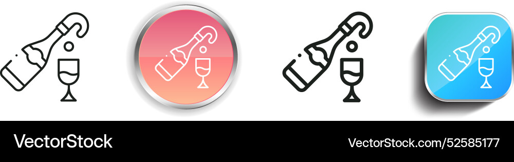 Champagne icon thin linear regular and button vector image