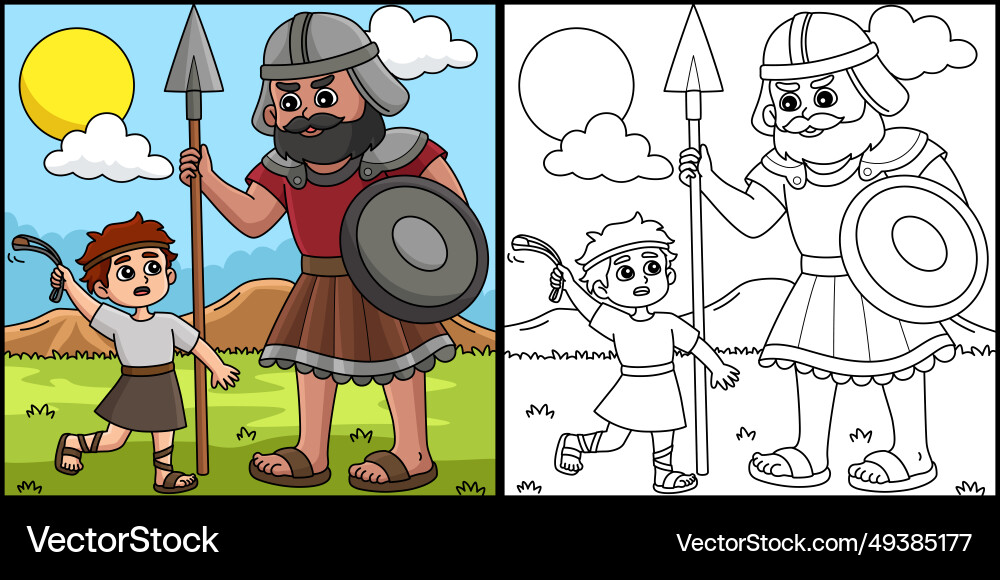 David and goliath coloring page David and goliath coloring page vector image