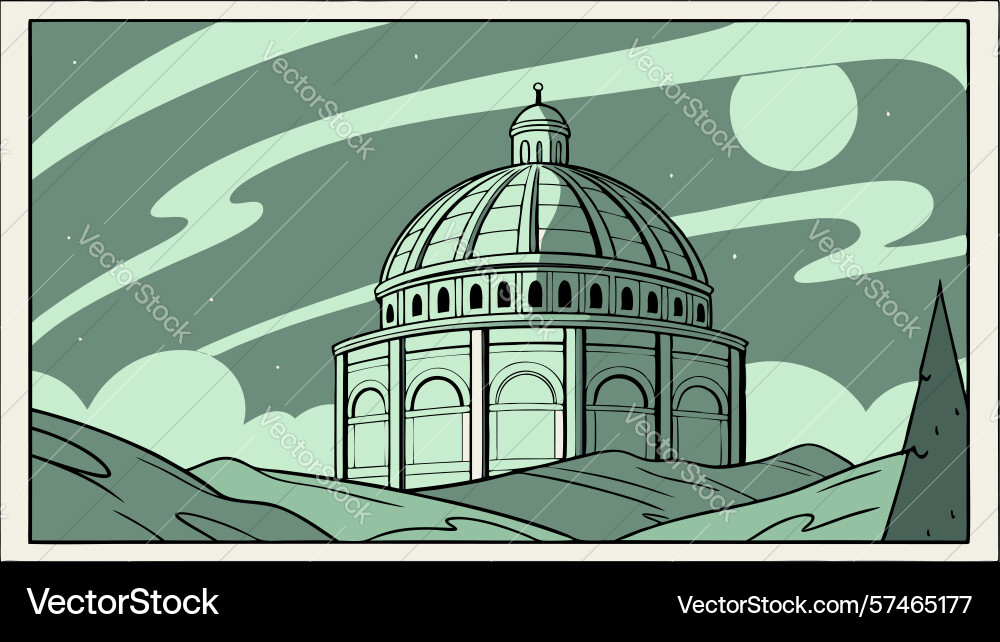 Detailed domed architecture design generative ai Vector Image