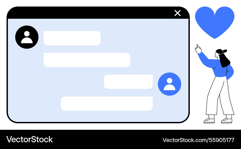 Digital chat window with user icons and content vector image