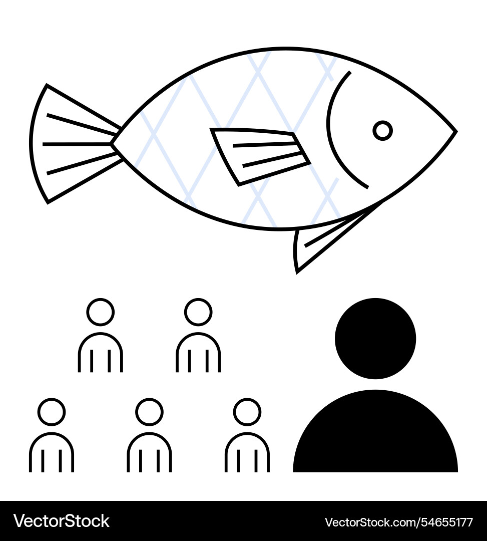 Große Fische mit kleineren menschlichen Figuren symbolisieren Große Fische mit kleineren menschlichen Figuren symbolisieren vektorbild