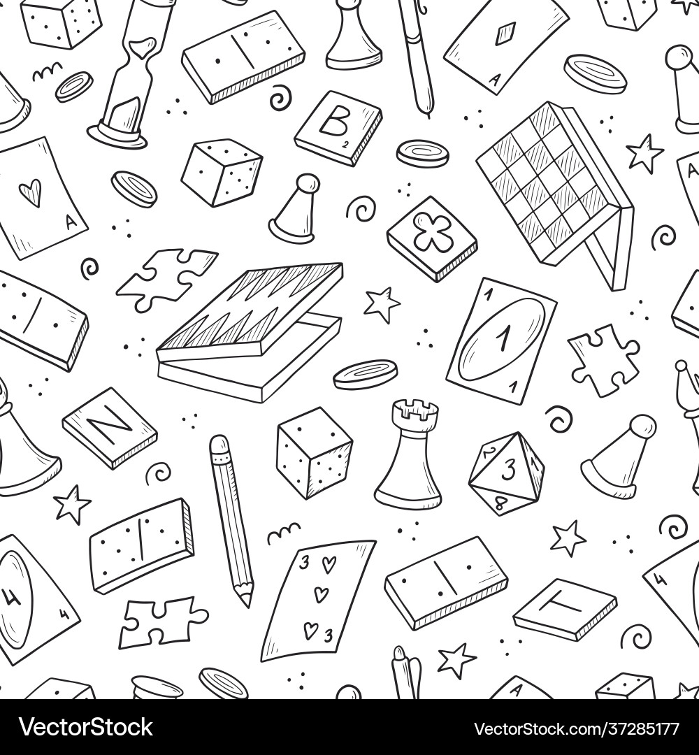 Hand drawn seamless pattern board game vector image