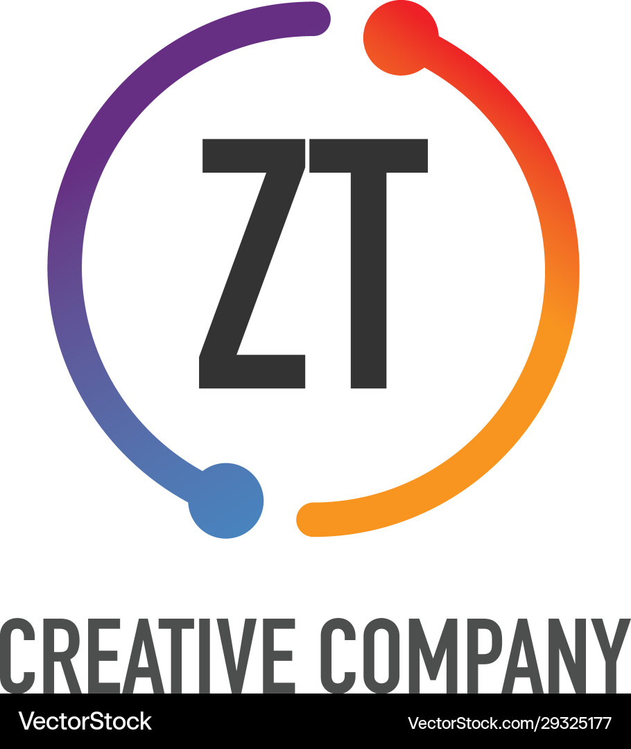 Initial letter zt creative circle logo design Initial letter zt creative circle logo design Vector Image