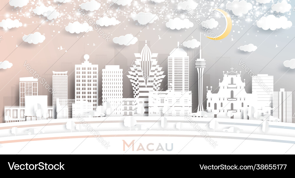 Macau china city skyline in paper cut style vector image