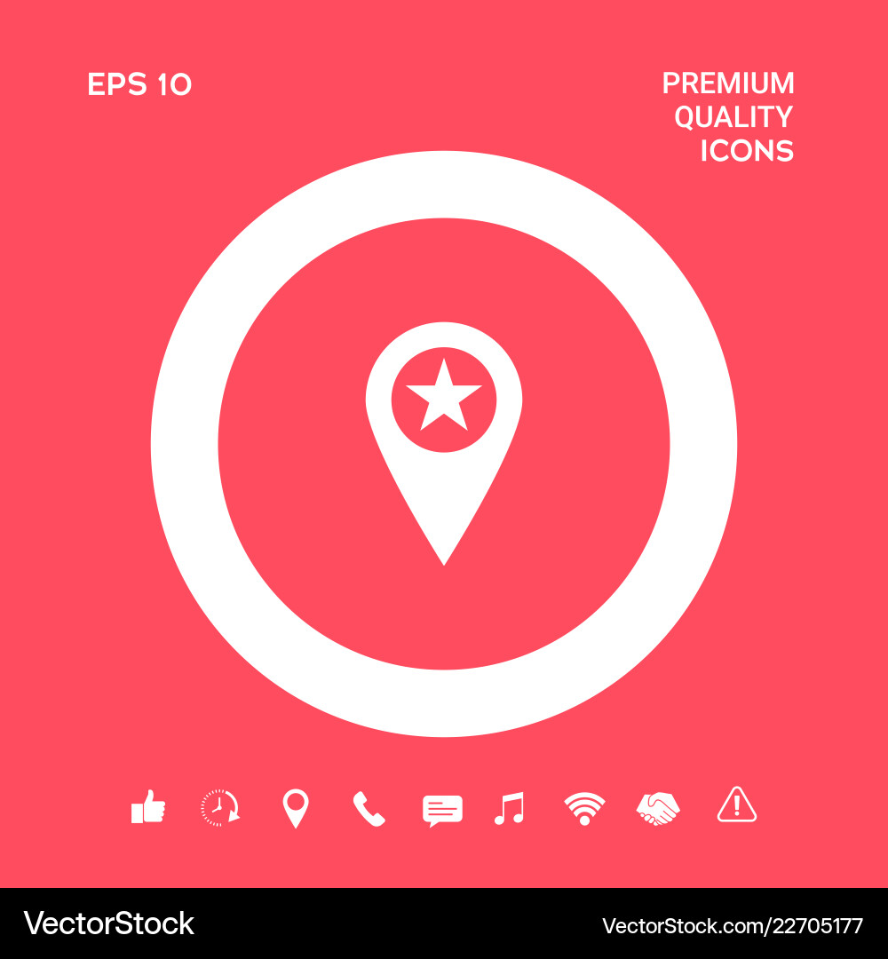 Map pointer with star graphic elements Map pointer with star graphic elements vector image