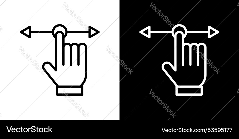 Push to slide right and left gesture thin line Push to slide right and left gesture thin line Vector Image