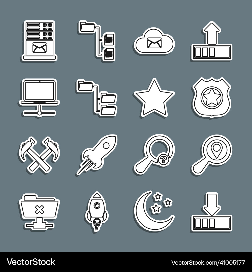 Set line loading search location police badge Set line loading search location police badge vector image