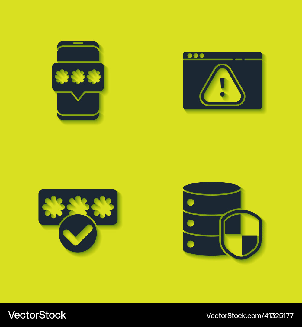 Set mobile and password server with shield Set mobile and password server with shield vector image