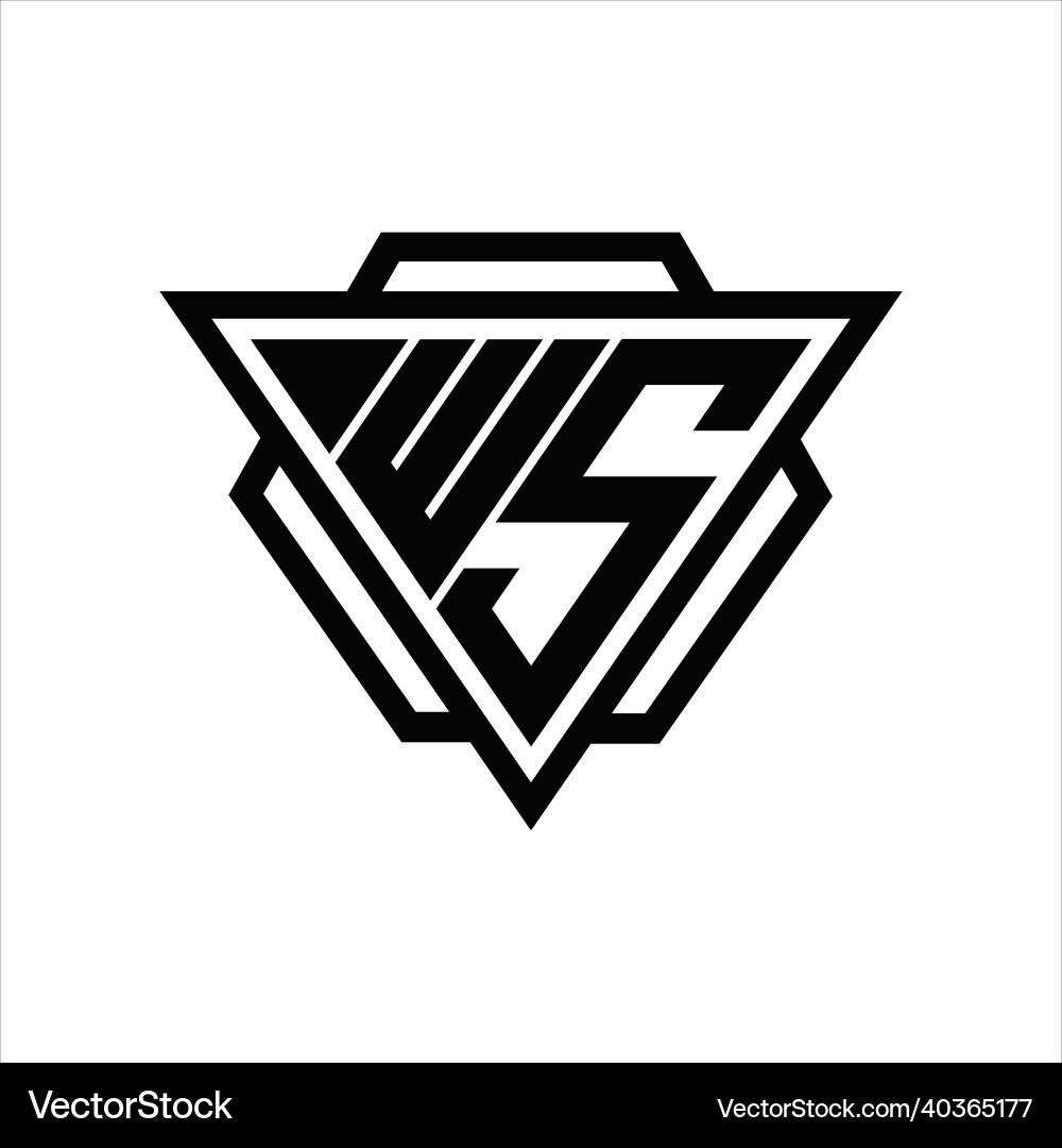 Ws logo monogram with triangle and hexagon Vector Image