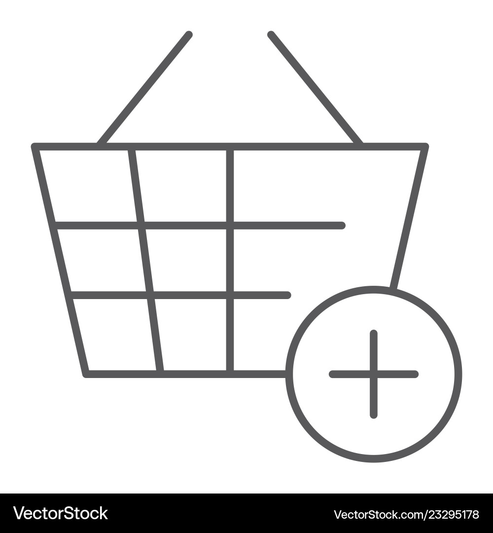 Add to bucket thin line icon internet and shop Vector Image