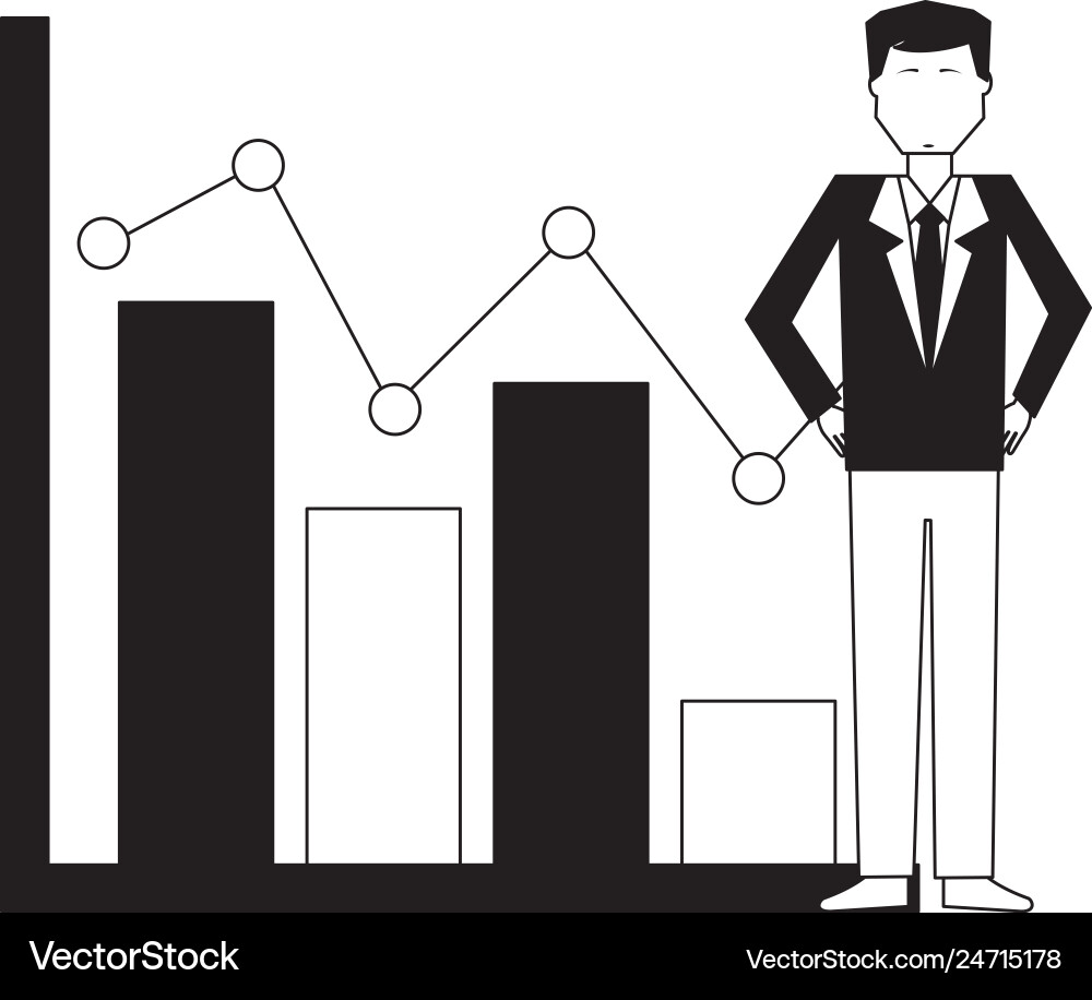 Businessman with graph statistic avatar character Businessman with graph statistic avatar character Vector Image