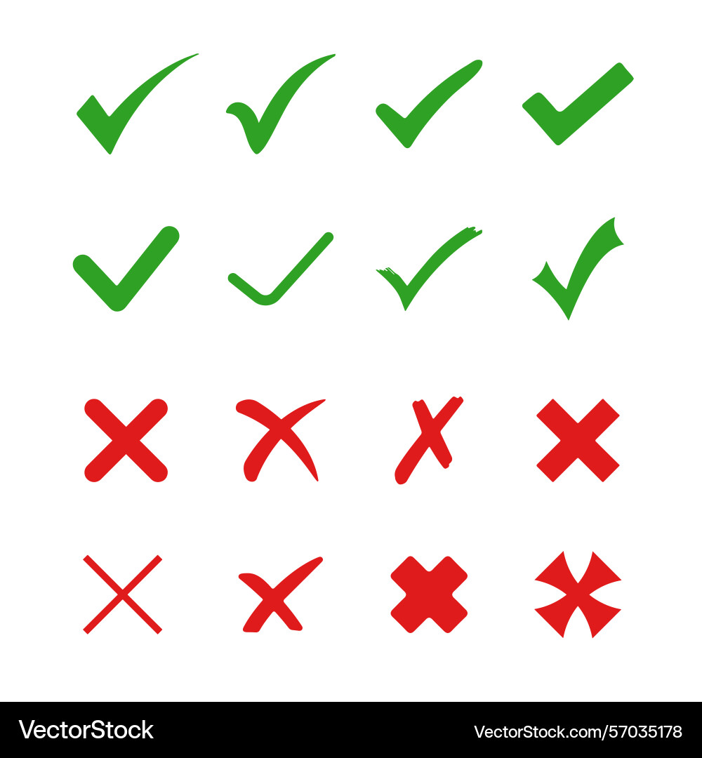 Check box icon with right and wrong buttons vector image