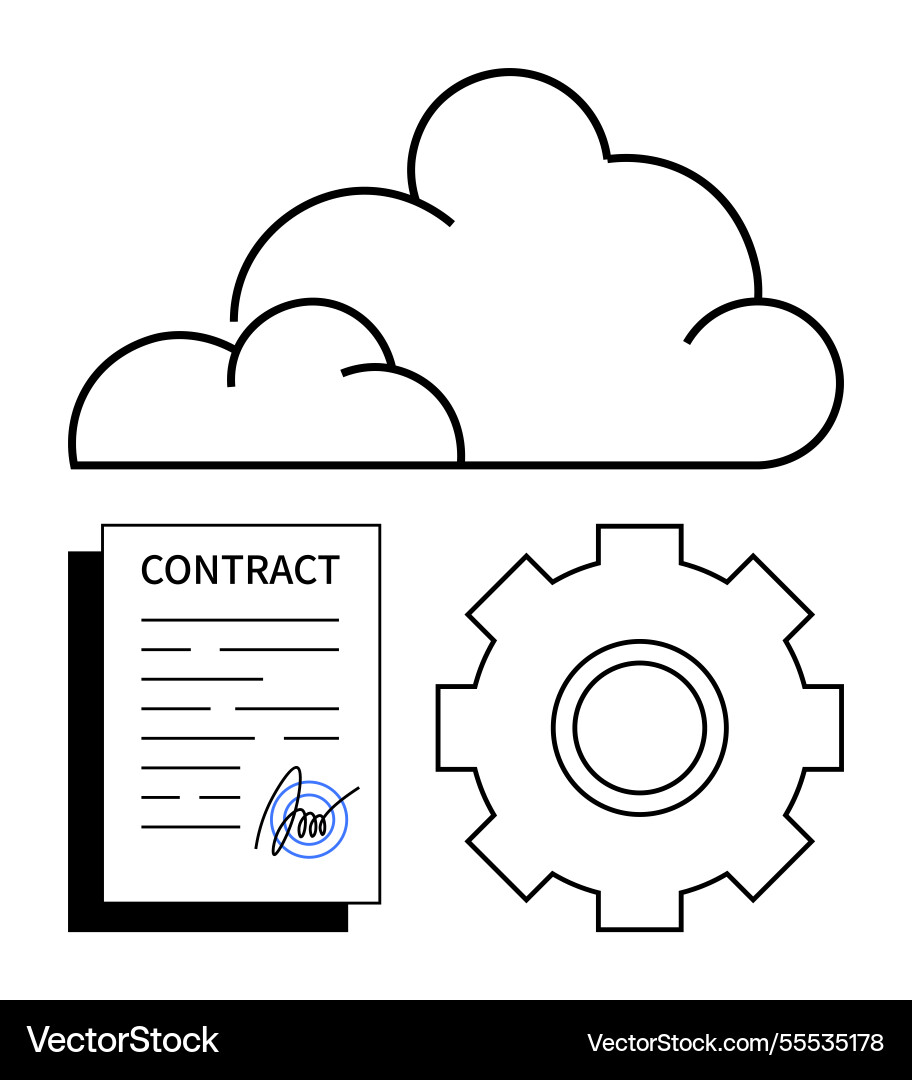 Cloud computing integration with digital contracts Cloud computing integration with digital contracts vector image