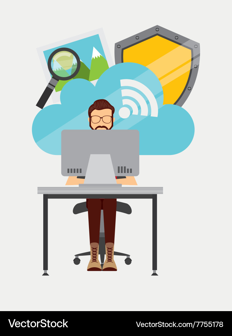 Cloud Computing & Website Security Vector Image