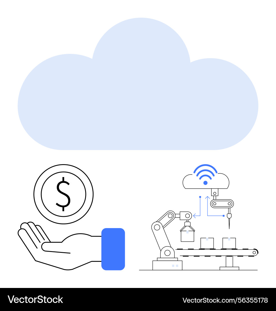 Cloud technology integrating automation Cloud technology integrating automation vector image