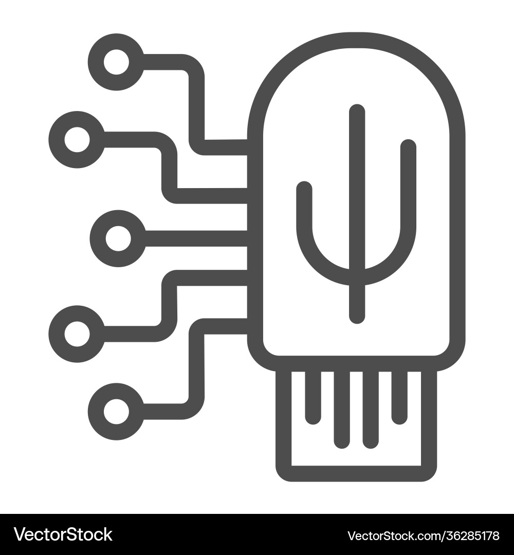 Digital security key on a usb flash drive line Digital security key on a usb flash drive line vector image