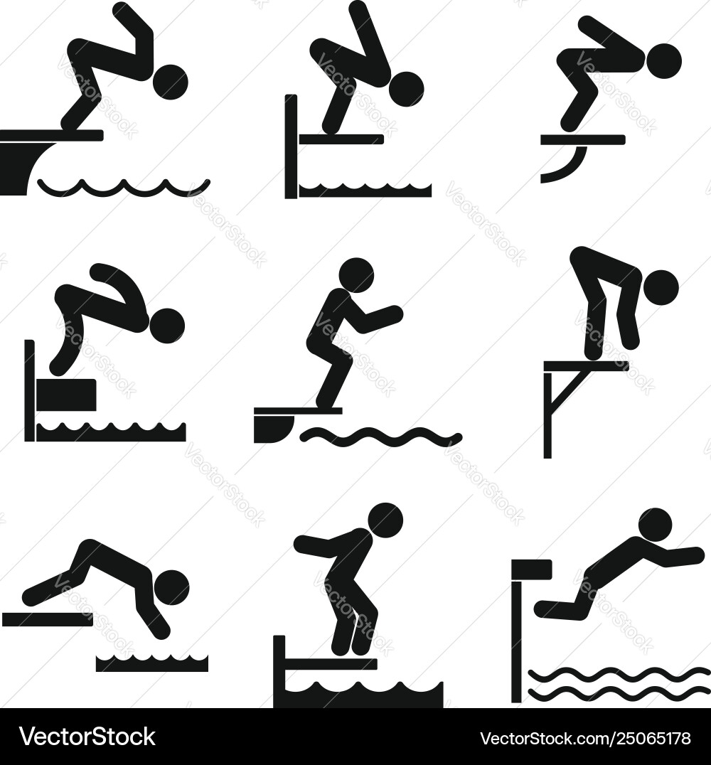 Diving Board Icons - Simple Set Vector Image