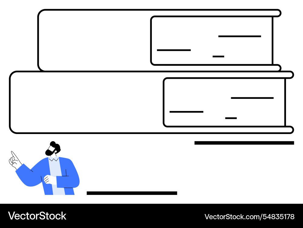 Educator presenting knowledge with large stack Educator presenting knowledge with large stack vector image