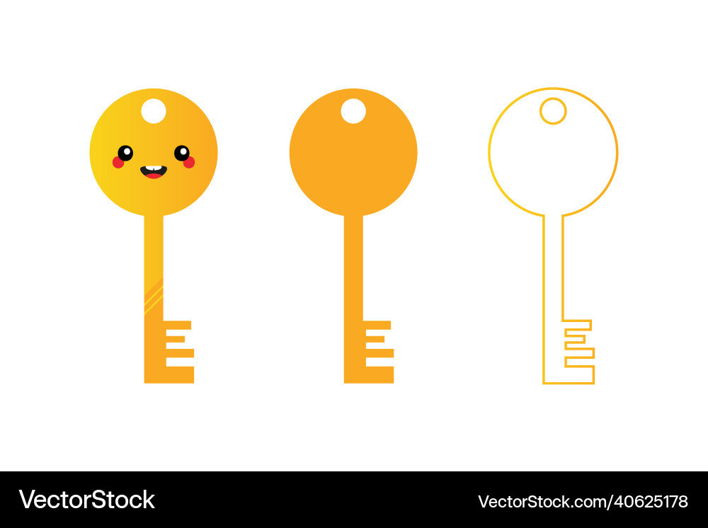 Golden key character with keys icons Vector Image