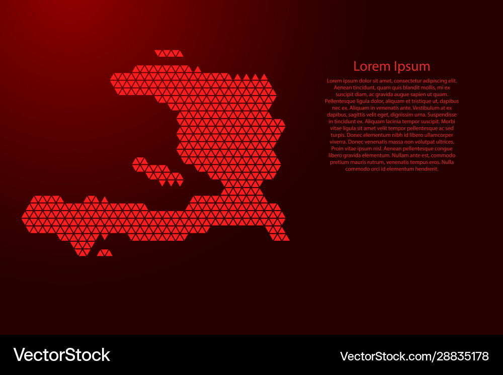 Haiti map abstract schematic from red triangles Haiti map abstract schematic from red triangles vector image