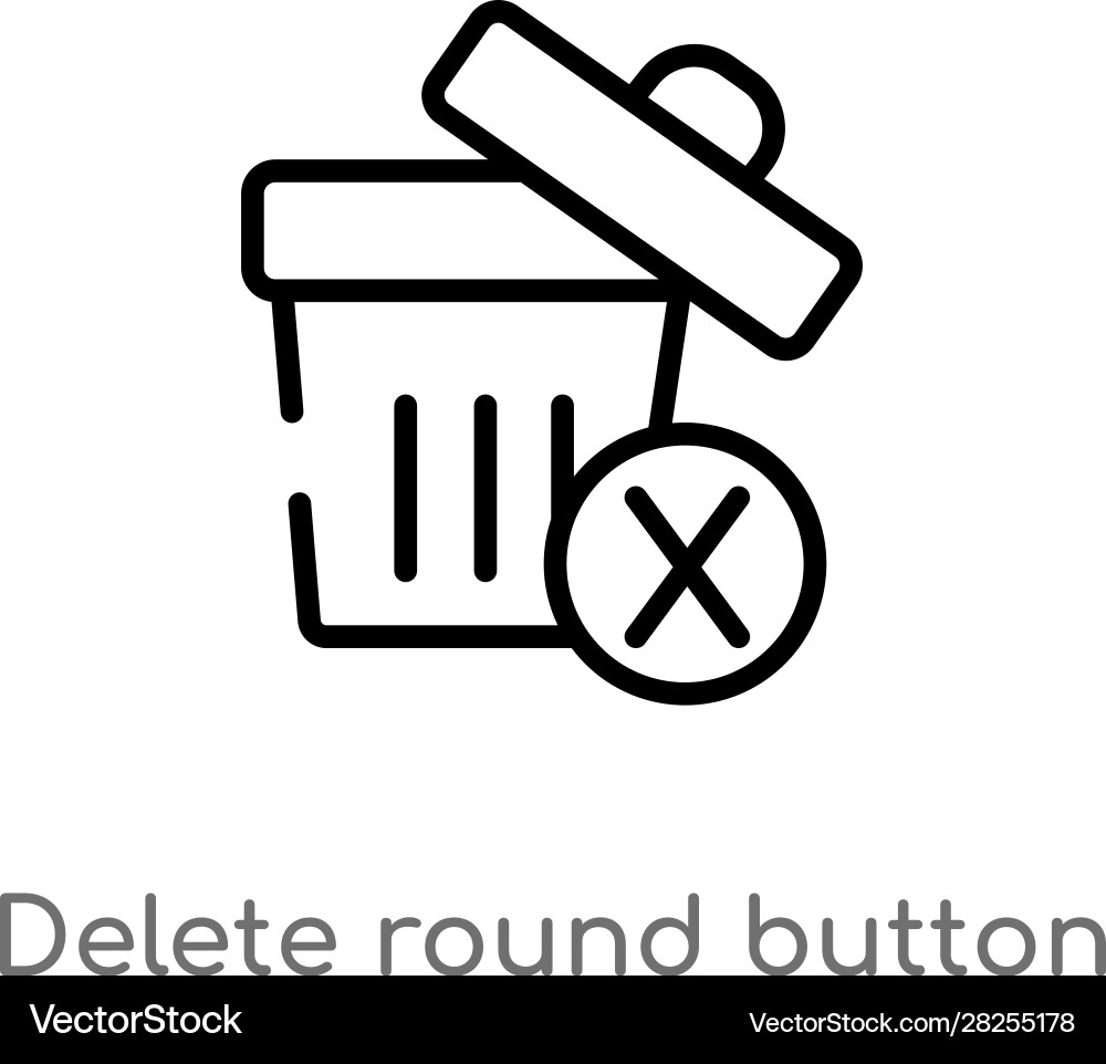 Outline delete round button icon isolated black vector image