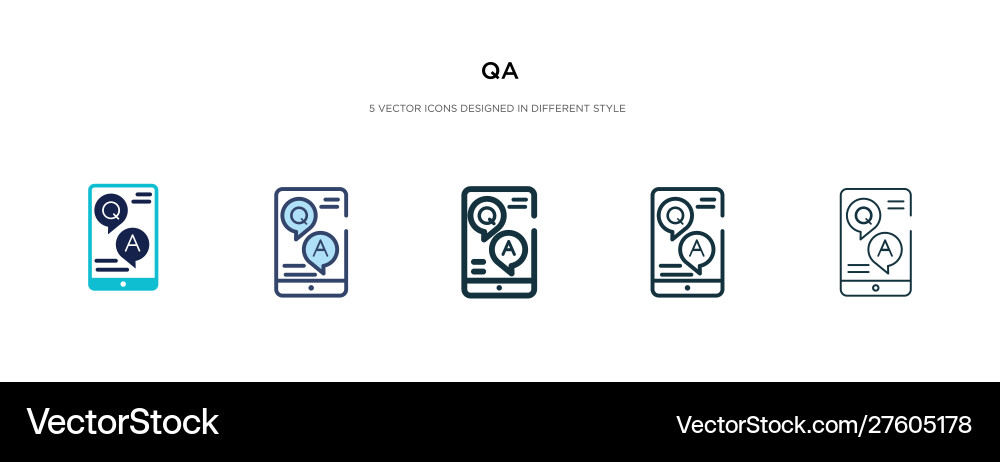 Qa icon in different style two colored and black Vector Image