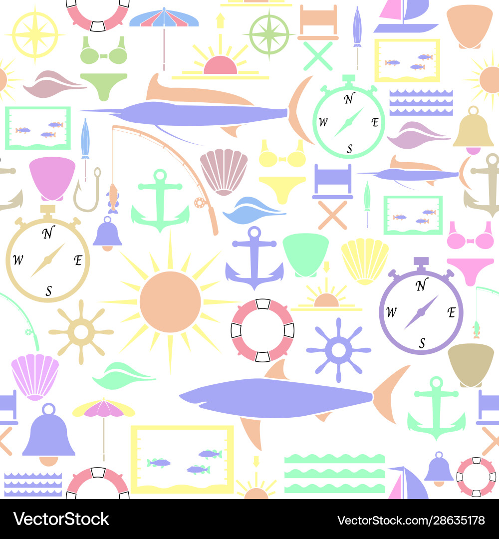 Sea seamless pattern background icon Vector Image