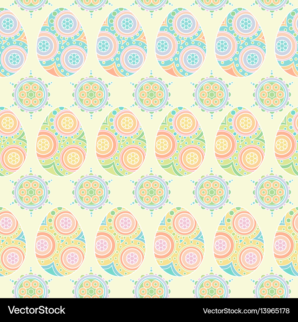 Seamless pattern of colorful eggs and circle Vector Image