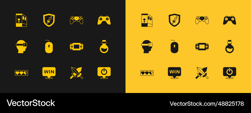Set game controller or joystick medal portable Set game controller or joystick medal portable Vector Image